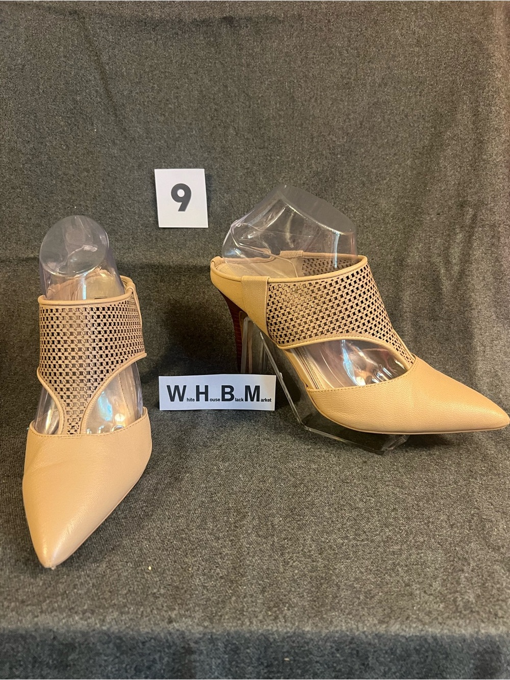 White House Black Market Beige Pointed-Toe High Heel Mule